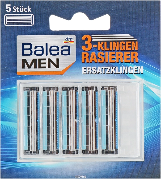 Balea Сменные лезвия для станка, 5 шт Men 3-Klingen Rasier - фото N1