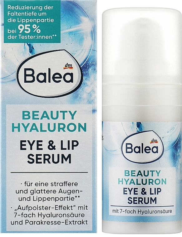 Balea Сироватка для шкіри навколо очей та губ Beauty Hyaluron Eye & Lip Serum - фото N2