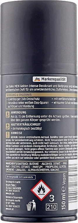 Balea Дезодорант-спрей для мужчин Men Golden Intense Deodorant - фото N2