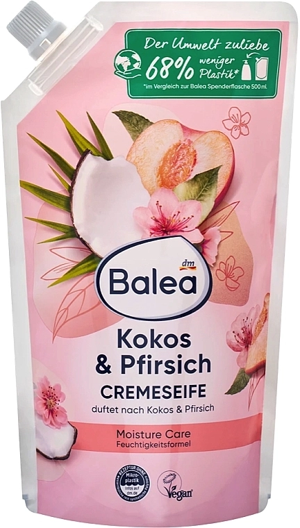 Balea Жидкое крем-мыло для рук "Kokos & Pfirsich" Cream-Soap (сменный блок) - фото N1