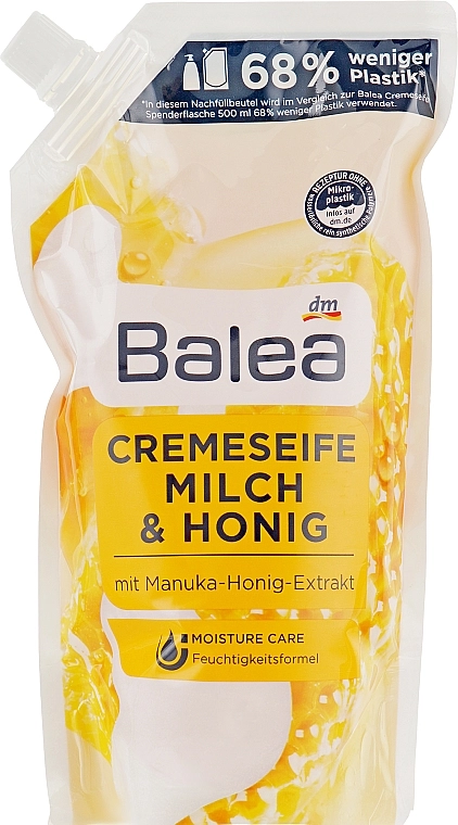 Balea Рідке крем-мило "Молоко & Мед" Creme Seife Milch & Honig (змінний блок) - фото N1