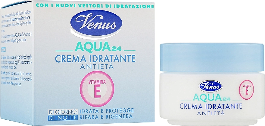 Venus Cosmetic Увлажняющий, антивозрастной крем c витамином Е для лица Venus Crema Idratante Antieta Aqua 24 Vitamina E - фото N2