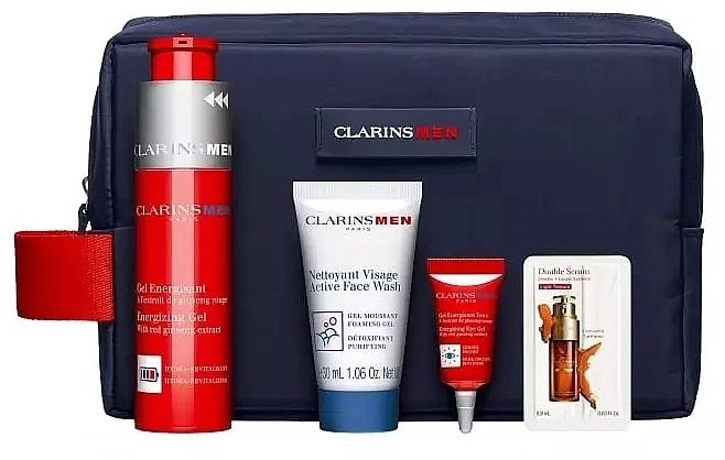 Clarins Набір Men Energizing Essentials (f/gel/50ml + eye/gel/3ml + f/wash/30ml + ser/sample/0.9ml + bag) - фото N1