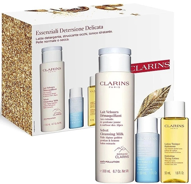 Clarins Набір Essenziali Detersione Delicata (cl/milk/200ml + rem/30ml + f/lot/50ml) - фото N1