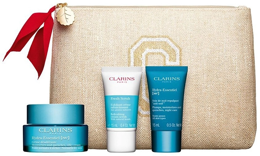 Clarins Набор Hydra-Essentiel Collection (cr/50ml + scr/15ml + cr/15ml + bag/1pc) - фото N2