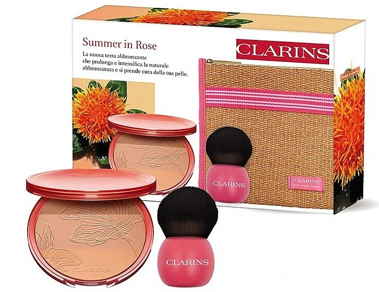 Clarins Набір Summer In Rose Gift Set (powder/19g + brush/1pc + pouch/1pc) - фото N1