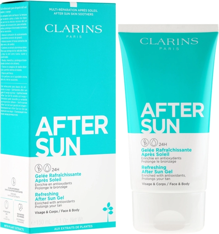 Clarins Освіжальний гель після засмаги для обличчя і тіла Refreshing After Sun Gel 24H - фото N1