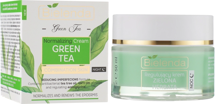 Регулирующий крем - Bielenda Green Tea Regulating Night Face Cream Combination Skin, 50 мл - фото N1