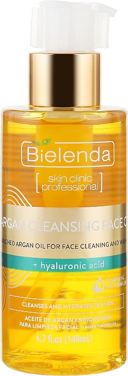 Очищающее аргановое масло для лица с гиалуроновой кислотой - Bielenda Skin Clinic Professional, 140 мл - фото N1