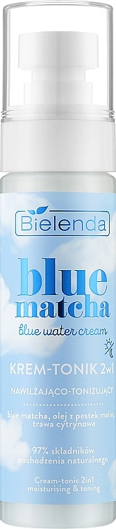 Крем-тонік для обличчя 2 в 1 зволожуючий та тонізуючий - Bielenda Blue Matcha Blue Water Cream, 75 мл - фото N1