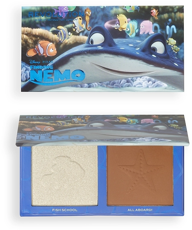 Makeup Revolution Disney & Pixar’s Finding Nemo Wake Up Bronzer And Highlighter Palette Палетка для контуринга лица - фото N1
