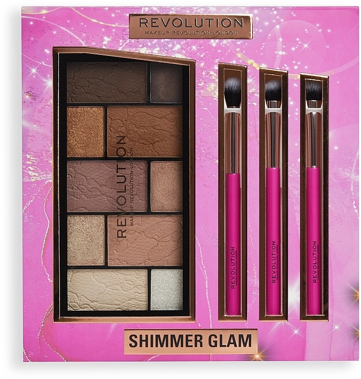 Makeup Revolution Shimmer Glam Eye Set Набор, 4 продукта - фото N1