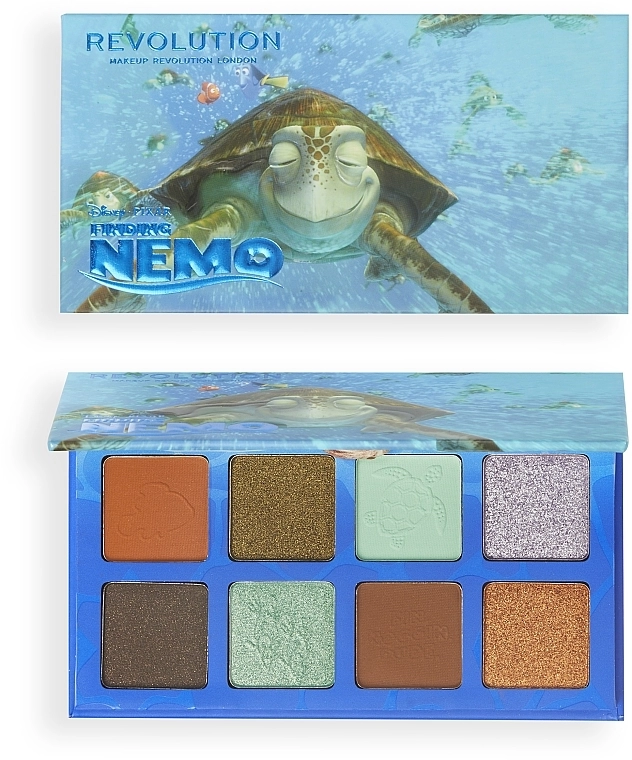 Makeup Revolution Disney & Pixar’s Finding Nemo Fin, Noggin, Dude Shadow Palette Палетка теней для век - фото N1