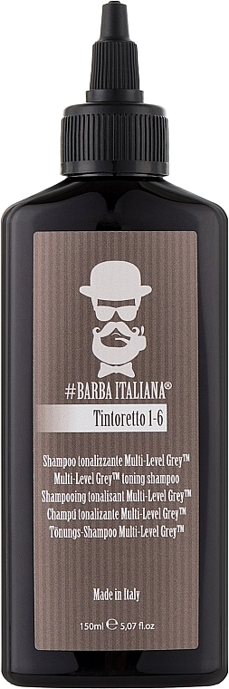 Barba Italiana Тонувальний шампунь для чоловіків Tintoretto 1/6 Multi Level Grey Tonning Shampoo * - фото N1