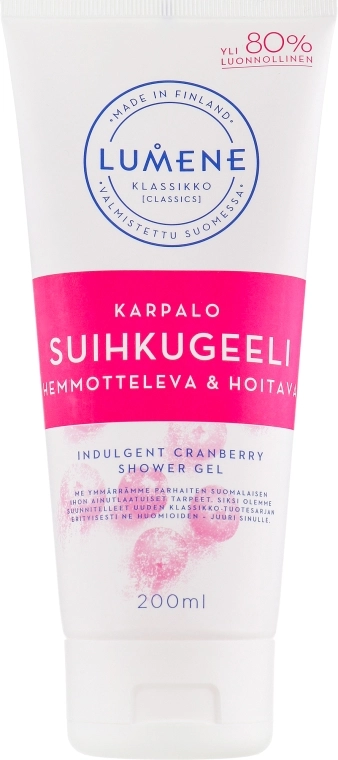 Lumene Ухаживающий клюквенный гель для душа Klassikko Indulgent Cranberry Shower Gel, 200ml - фото N1