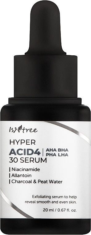 IsNtree Сыворотка-пилинг смывающаяся на основе кислот Hyper Acid 4 AHA BHA PHA LHA 30 Serum - фото N1