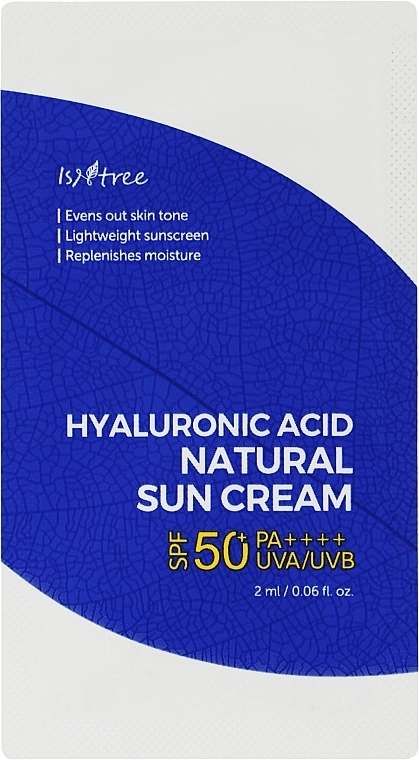 IsNtree Крем сонцезахисний Hyaluronic Acid Natural Sun Cream SPF 50+ PA++++ (пробник) - фото N1