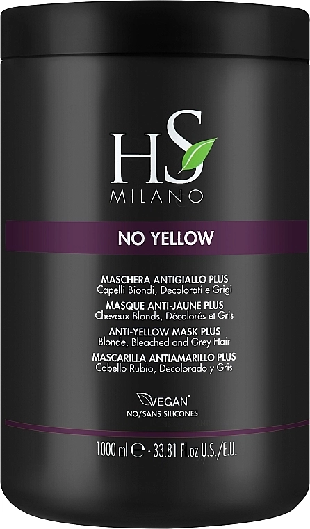 HS Milano Маска для ухода за светлыми, седыми, обесцвеченными волосами No Yellow Anti-Yellow Mask Plus - фото N1