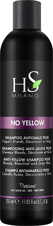 HS Milano Шампунь против желтизны для блонда, осветленных и седых волос No Yellow Shampoo - фото N1