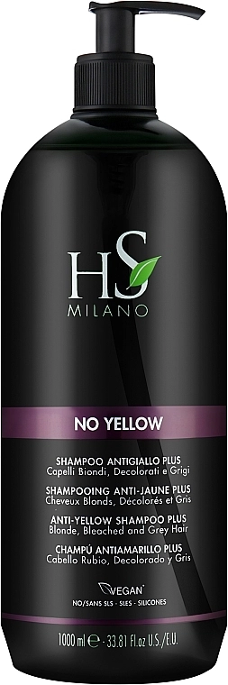 HS Milano Шампунь против желтизны для блонда, осветленных и седых волос No Yellow Shampoo - фото N2