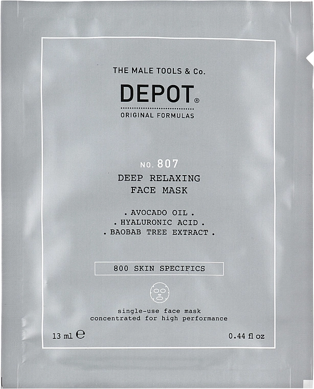 Depot Живильна маска для обличчя й шиї No 807 Deep Relaxing Face Mask - фото N2