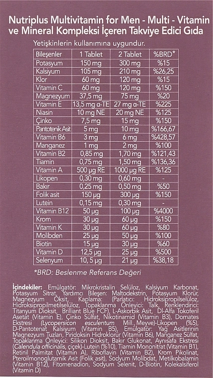 Farmasi Мультивітамінний комплекс для чоловіків, у таблетках Nutriplus Multivitamin for Men - фото N3