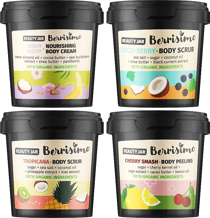 Beauty Jar УЦІНКА Набір Berrisimo Nourishing Body Gift Set (b/scrub/200g + b/peel/180g + b/scrub/190gl + b/cr/155ml) * - фото N2