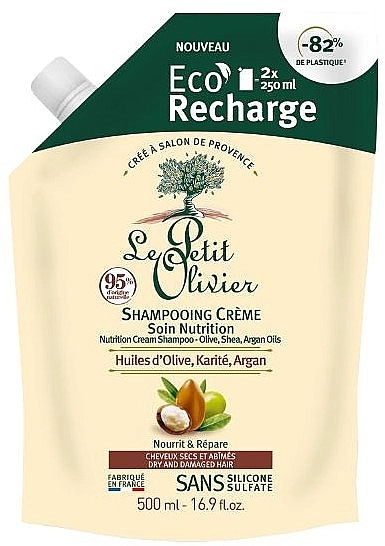 Le Petit Olivier Шампунь питательный для сухих и поврежденных волос Eco-Refill Cream Shampoo Nutrition Olive, Shea, Argan Oils - фото N1