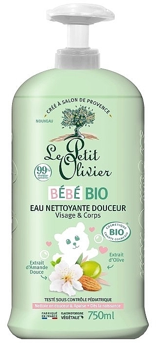 Le Petit Olivier М'яка очищувальна вода для обличчя та тіла Baby Bio Gentle Cleansing Water Face & Body - фото N1