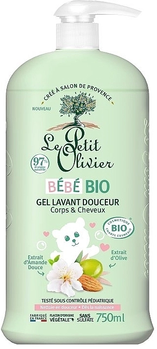 Le Petit Olivier Органический очищающий гель для тела и волос Baby Bio Gentle Cleansing Gel Body & Hair - фото N1