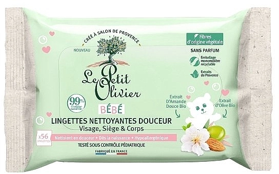 Le Petit Olivier Нежные очищающие салфетки, 56 шт Gentle Cleansing Wipes Face, Seat & Body - фото N1