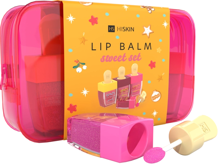 Набір подарунковий бальзами для губ у косметичці. - HiSkin Lip Balm Sweet Set, 3 продукта - фото N1