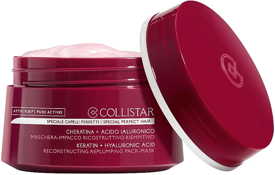 Collistar Відновлювальна маска для волосся Pure Actives Keratin + Hyaluronic Acid Reconstructive Replumping Mask - фото N1