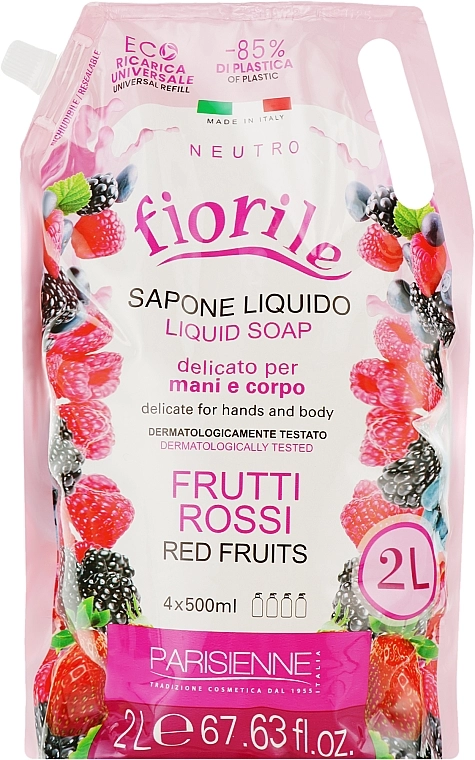 Parisienne Italia Рідке мило "Червоні фрукти" Fiorile Red Fruits Liquid Soap (дой-пак) - фото N1