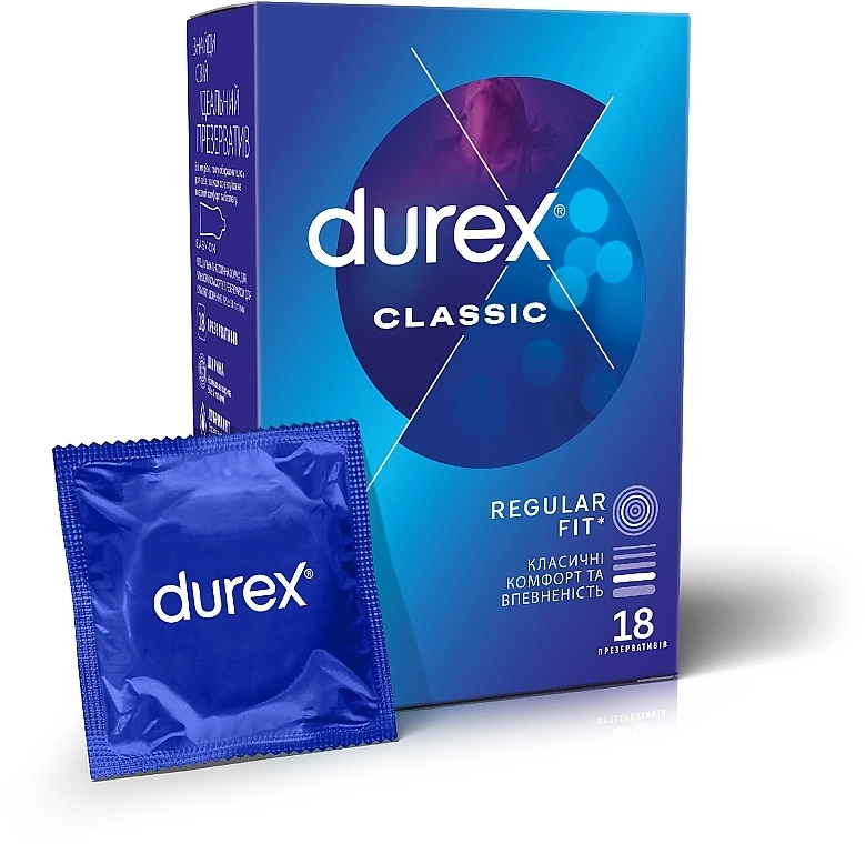 Durex Презервативы латексные с силиконовой смазкой "Классические", 18 шт Classic - фото N1