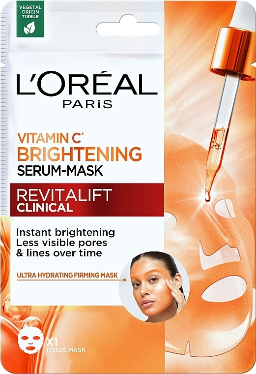L’Oreal Paris Тканинна маска з вітаміном С для надання сяяння шкірі обличчя Revitalift Vitamin C - фото N1