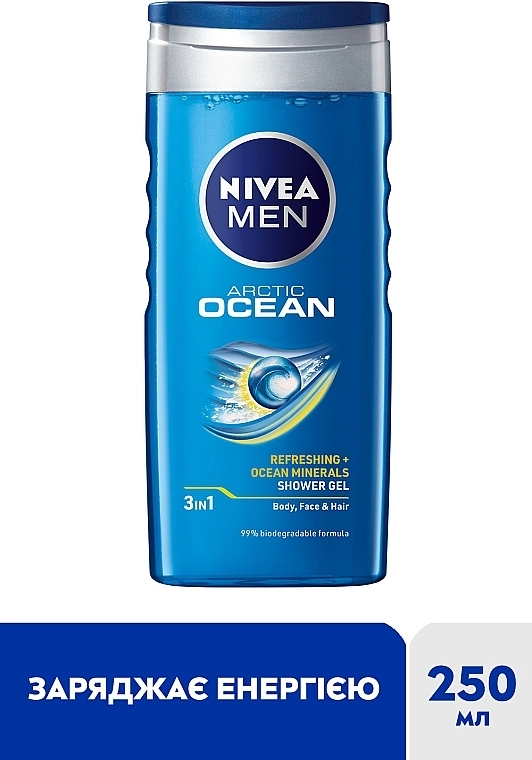 Nivea Гель для душа 3в1 для тела, лица и волос MEN Arctic Ocean Shower Gel - фото N2