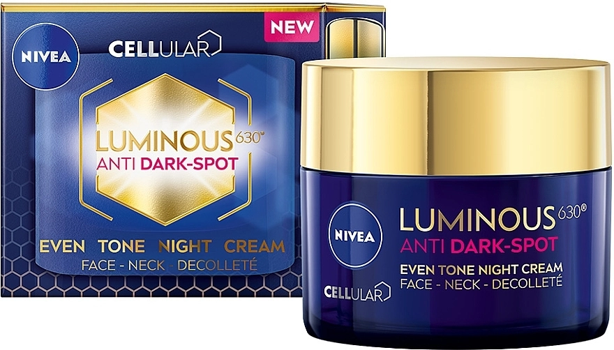 Nivea Нічний крем "Вирівнювання тону" для обличчя, шиї та декольте Cellular Luminous 630 Anti Dark-Spot - фото N1