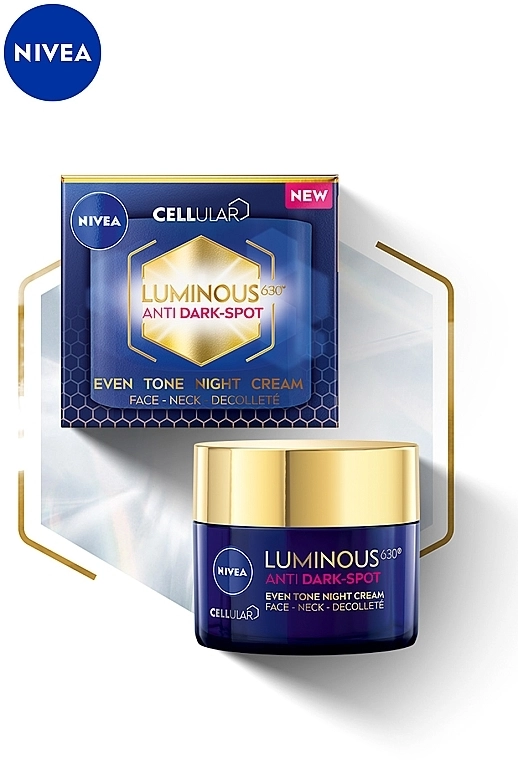 Nivea Нічний крем "Вирівнювання тону" для обличчя, шиї та декольте Cellular Luminous 630 Anti Dark-Spot - фото N9