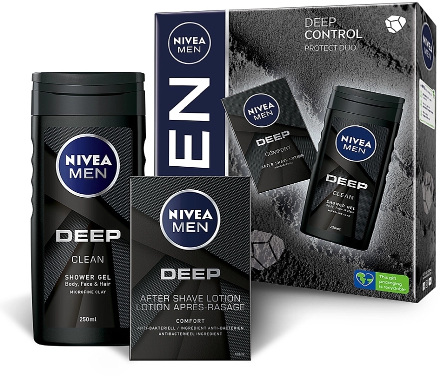 Nivea Набор мужской MEN Deep Control 2023 (sh/lot/100ml + sh/gel/250ml) - фото N2