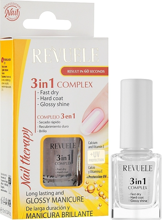Revuele Комплекс 3 в 1 для нігтів "Сушка, покриття, блиск" Nail Therapy - фото N2
