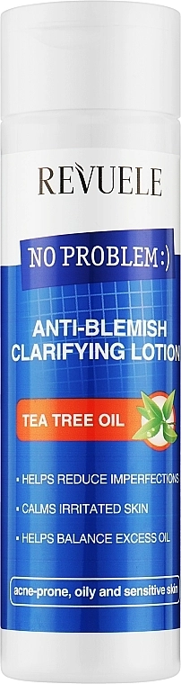 Лосьон с маслом чайного дерева - Revuele No Problem Tea Tree Oil Anti-Blemish Clarifying Lotion, 200 мл - фото N1