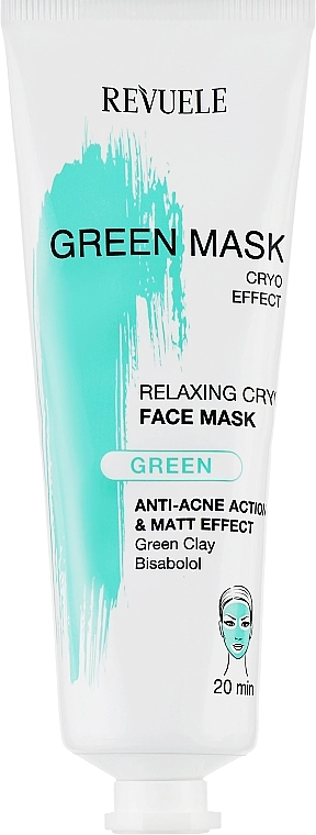 Revuele Зеленая маска для лечения акне Anti-Acne Green Face Mask Cryo Effect - фото N1