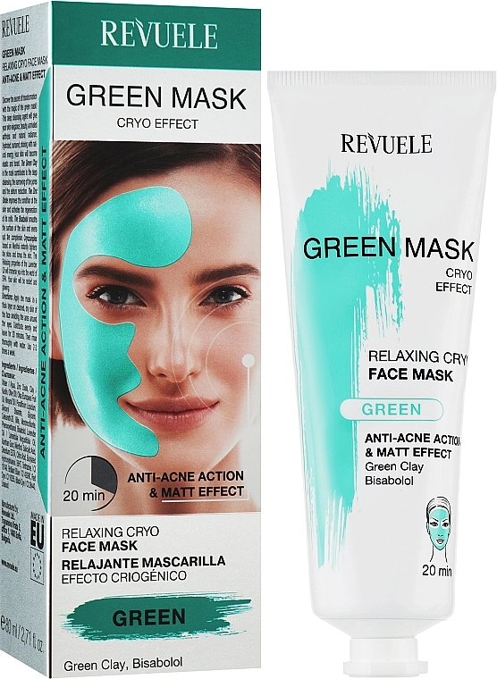 Revuele Зеленая маска для лечения акне Anti-Acne Green Face Mask Cryo Effect - фото N2