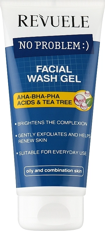 Гель для умывания с кислотами и чайным деревом - Revuele No Problem АНА-ВНА-РНА Facial Wash Gel, 200 мл - фото N1