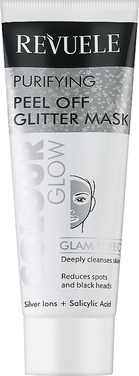 Revuele Серебряная очищающая маска-пленка Color Glow Glitter Mask Pell-Off Purifying - фото N1