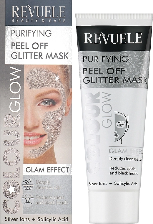 Revuele Срібна очищувальна маска-плівка Color Glow Glitter Mask Pell-Off Purifying - фото N2