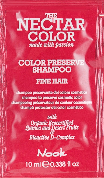 Nook Шампунь "Стійкість кольору" для тонкого і нормального волосся The Nectar Color Color Preserve Shampoo (пробник) - фото N1