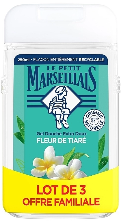 Le Petit Marseillais Набір гелів для душу "Квітка Тіаре" (sh/gel/3x250ml) - фото N1