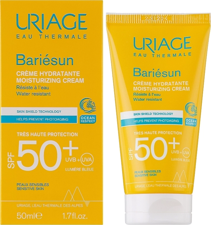 Uriage Солнцезащитный увлажняющий крем для тела Bariesun Moisturuzing Cream SPF50+ - фото N2